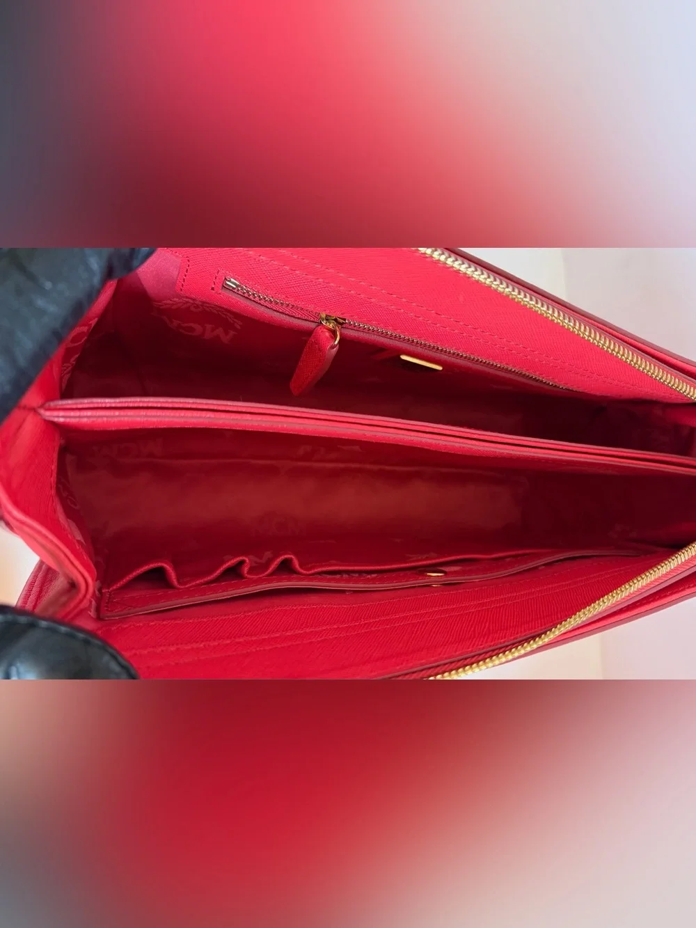 MCM Red Saffiano Leather Satchel - Brand Unknown